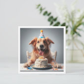 おもしろい犬バースデーカード、ゴールデンレトリバー 招待状 (スタンド正面)