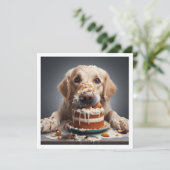 おもしろい犬バースデーカード、ゴールデンレトリバー 招待状 (スタンド正面)