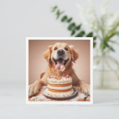 おもしろい犬バースデーカード、ゴールデンレトリバー 招待状 (スタンド正面)
