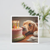 おもしろい犬バースデーカード、ゴールデンレトリバー 招待状 (スタンド正面)