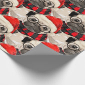 おもしろい犬パグラバークリスマスホリデー ラッピングペーパー (角)