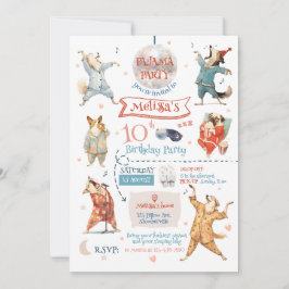 おもしろい犬パジャマパーティー誕生日招待状 招待状