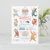 おもしろい犬パジャマパーティー誕生日招待状 招待状 (スタンド正面)