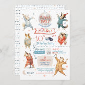 おもしろい犬パジャマパーティー誕生日招待状 招待状 (正面/裏面)