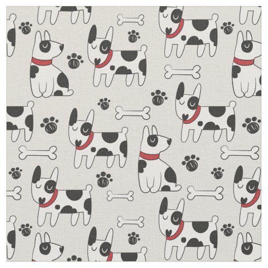 おもしろい犬パターン ファブリック (クローズアップ)