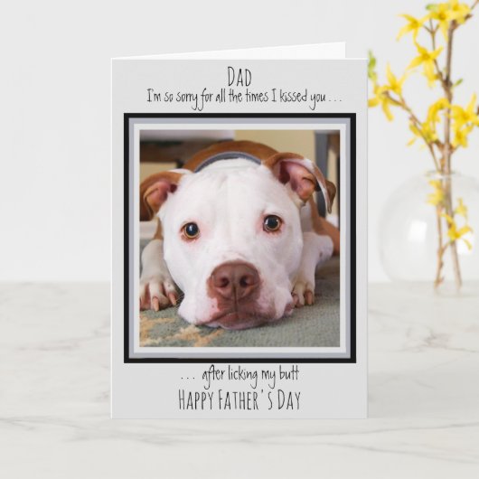 おもしろい犬パパかわいい犬フォトファーザーズデイ カード (黄色い花)