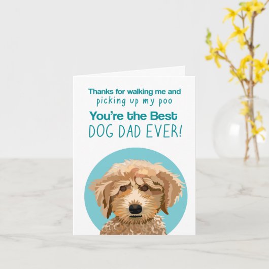 おもしろい犬パパのプードル父の日カード カード (黄色い花)