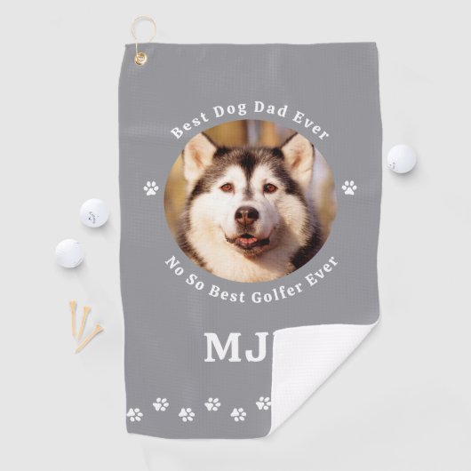 おもしろい犬パパカスタムフォトゴルファーモノグラム ゴルフタオル (インサイチュ)