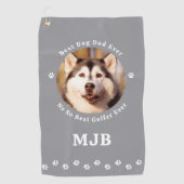 おもしろい犬パパカスタムフォトゴルファーモノグラム ゴルフタオル (正面)