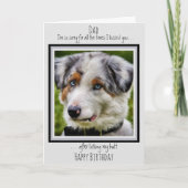 おもしろい犬パパハッピーバースデーかわいい犬の写真 カード (正面)