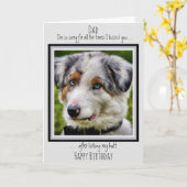 おもしろい犬パパハッピーバースデーかわいい犬の写真 カード (黄色い花)