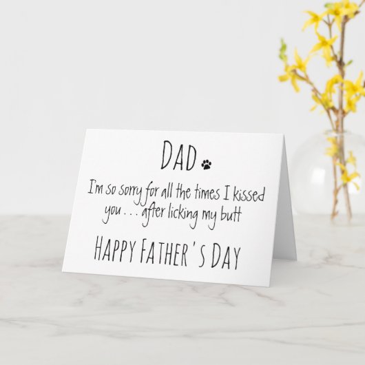 おもしろい犬パパパーソナライズされたユーモア父の日 カード (黄色い花)