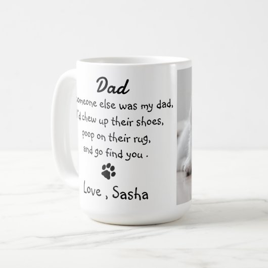 おもしろい犬パパ父の日 – 誕生日犬ユーモア コーヒーマグカップ (正面左)