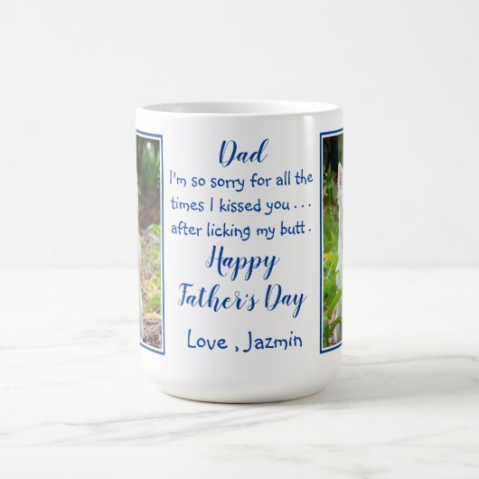 おもしろい犬パパ – 父の日ペット犬のジョークの写真 コーヒーマグカップ (中央)