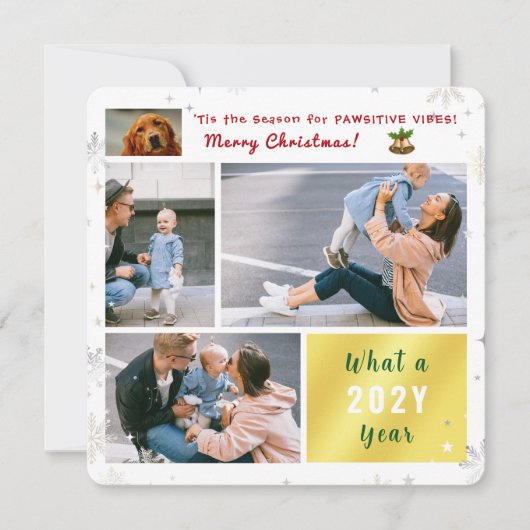 おもしろい犬パワシティブ4枚フォトレターカワイイモダンイ シーズンカード (正面)