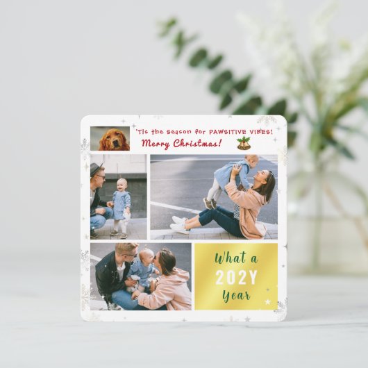 おもしろい犬パワシティブ4枚フォトレターカワイイモダンイ シーズンカード (スタンド正面)