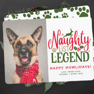おもしろい犬パーソナライズされたクリスマスかわいいフォトグリーン シーズンカード