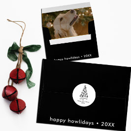 おもしろい犬パーソナライズされたクリスマスハッピーホウィルデイズ ラウンドシール