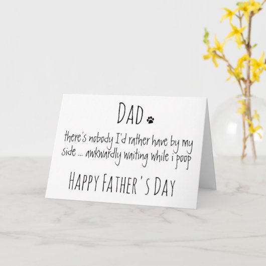 おもしろい犬パーソナライズされたパパ父の日 カード (黄色い花)