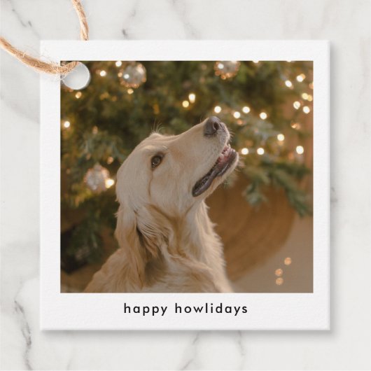 おもしろい犬パーソナライズされた写真クリスマスフォト フェイバータグ (正面)