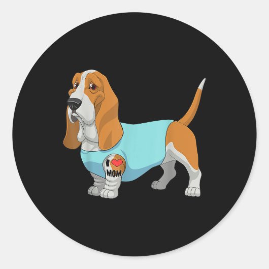 おもしろい犬ビーグルI愛ママTattooギフトティー ラウンドシール (正面)