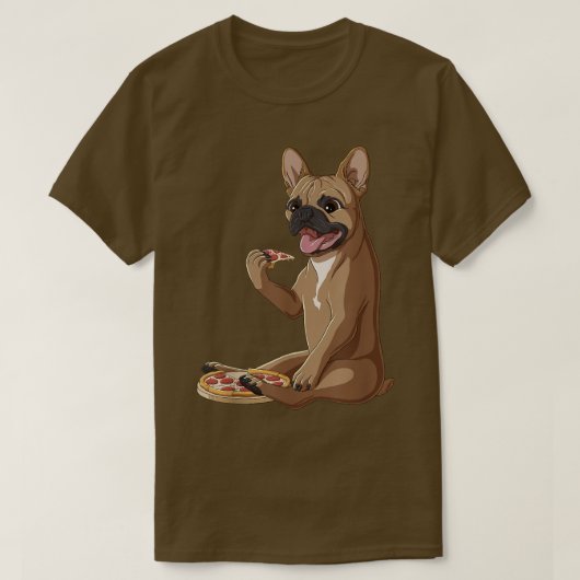 おもしろい犬ピザラバーフランスのブルドッグTシャツ Tシャツ (デザイン正面)