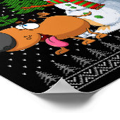 おもしろい犬ピーズオン雪だるま醜いクリスマスセーターX ポスター (角)