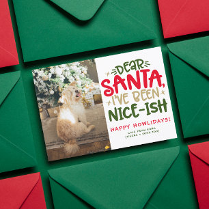 おもしろい犬フォトクリスマスペット写真 パーソナライズされた シーズンカード