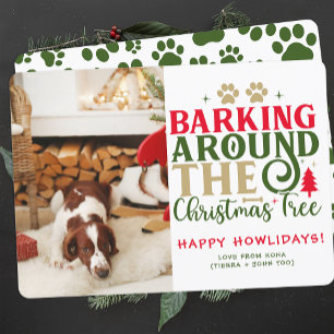 おもしろい犬フォトクリスマス写真 パーソナライズされた シーズンカード