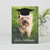 おもしろい犬フォト卒業パーティー – あなたの写真を使用 招待状 (スタンド正面)