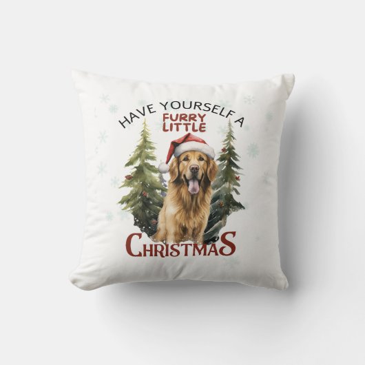 おもしろい犬フューリーリトルクリスマス クッション (正面)