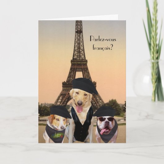 おもしろい犬フランスの誕生日 カード (正面)