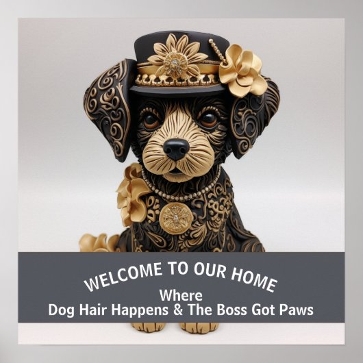 おもしろい犬フレンドリーペット警告ホームボス ポスター (正面)