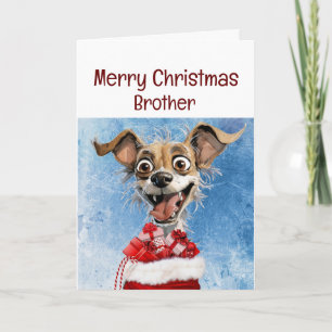 おもしろい犬ブラザーグランドドーターキッズクリスマス カード