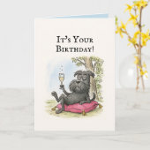 おもしろい犬ブラックシュナウザー誕生日カード カード (黄色い花)