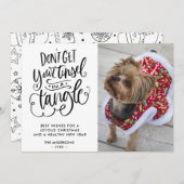 おもしろい犬ペットフォトタイポグラフィクリスマス シーズンカード (正面/裏面)