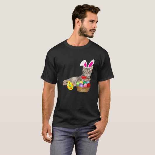 おもしろい犬ポーバニーハッピーイースターデイキャットママパパP Tシャツ (正面フル)