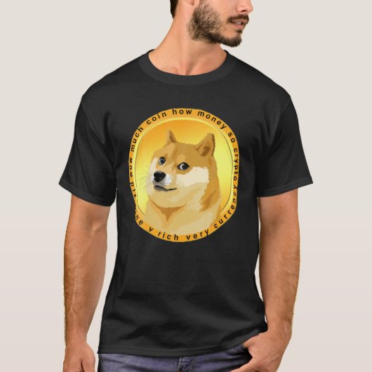 おもしろい犬ミームコイン暗号通貨 Tシャツ (正面)