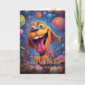 おもしろい犬モンスター:スロバー歯誕生日 サンキューカード (正面)