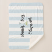 おもしろい犬ラウンジパーソナライズされたブルーストライプズ シェルパブランケット (正面)