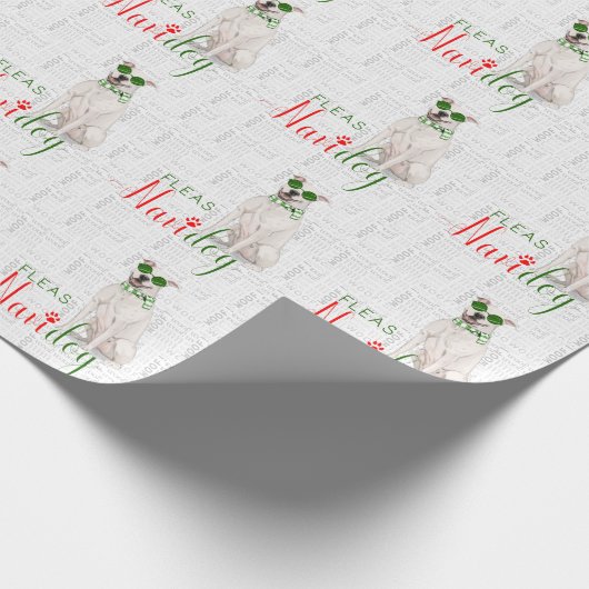 おもしろい犬ラバークリスマスホワイトピットブル ラッピングペーパー (角)