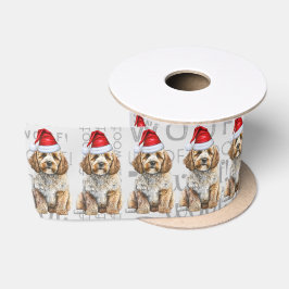 おもしろい犬ラバーコックポウクリスマス サテンリボン