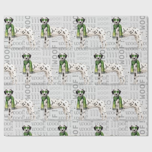 おもしろい犬ラバーダルマティアンクリスマス ラッピングペーパー (フラット)