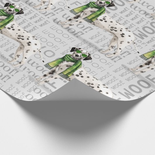 おもしろい犬ラバーダルマティアンクリスマス ラッピングペーパー (角)