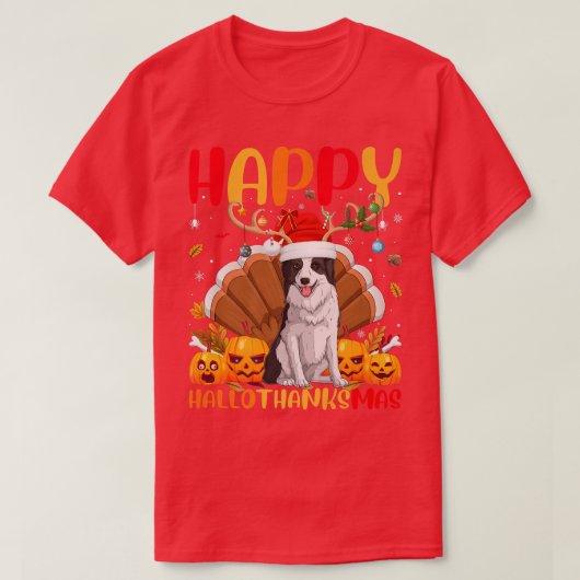 おもしろい犬ラバーハッピーコリー縁どドッグハローサンキュー Tシャツ (デザイン正面)