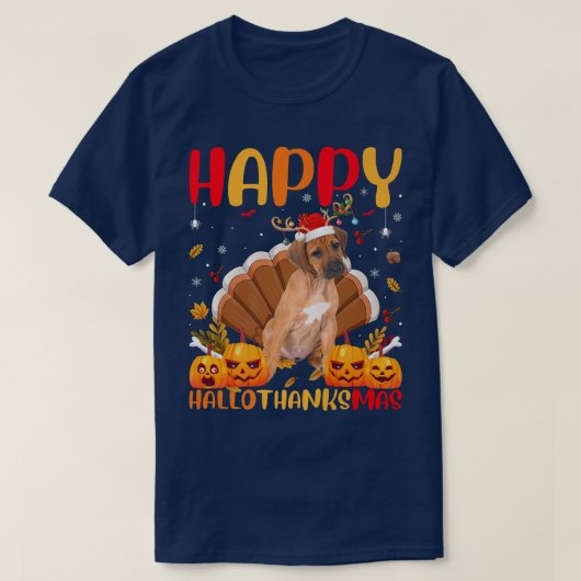 おもしろい犬ラバーハッピーローデシアン Tシャツ (デザイン正面)