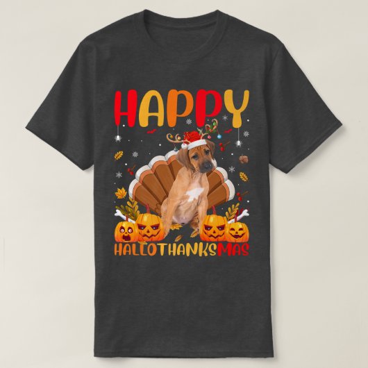 おもしろい犬ラバーハッピーローデシアン Tシャツ (デザイン正面)