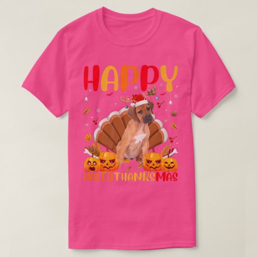 おもしろい犬ラバーハッピーローデシアン Tシャツ (デザイン正面)