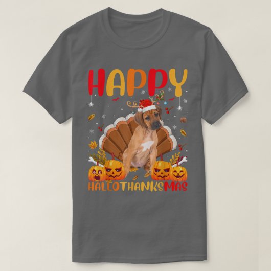 おもしろい犬ラバーハッピーローデシアン Tシャツ (デザイン正面)