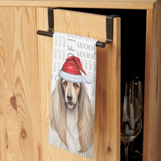 おもしろい犬ラバーホリデーアフガンハウンドクリスマス キッチンタオル (三つ折り)